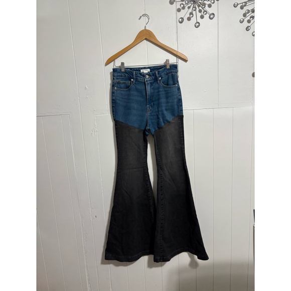 Good American Denim - Women's Good American Jeans Size 4/27 Blue and Black Bell Bottom